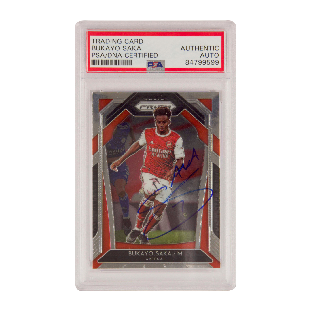 Bukayo Saka Signed 2020-21 Panini Prizm Premier League – PSA AUTHENTIC